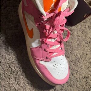 Jordan Women's Pink and Orange Sneakers